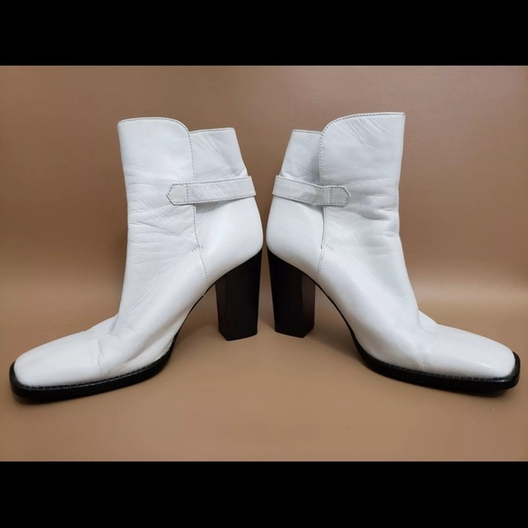 Vintage Chanel Square Toe Leather Ankle Boots - Picture 5 of 11